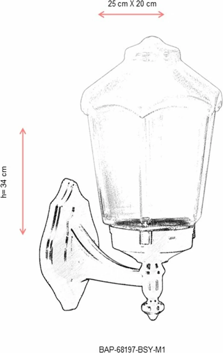 Llambë muri për jashtë, Opviq, BAP-68197-BSY-M1, e zezë