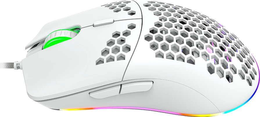 Maus gaming CANYON Puncher GM-11, 4200 DPI, 7 butona programueshëm, RGB, me kabllo USB 1.65 m, 128.5x67x37.5 mm, i bardhë