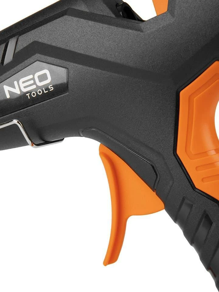 Pistoletë ngjitëse termike Neo 17-100 100 W, 11 mm, set 12 shkopinj + 3 mbrojtëse gishti + këllëf, e zezë/portokalli