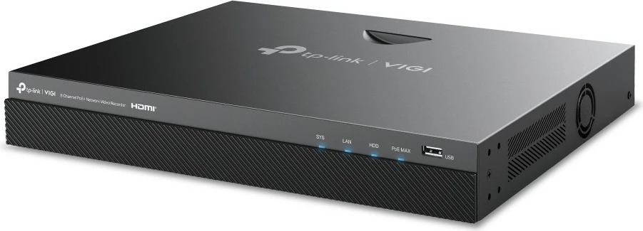 NVR TP-Link Omada VIGI NVR2008H-8MP, 8 kanale PoE+, 2TB, e zezë