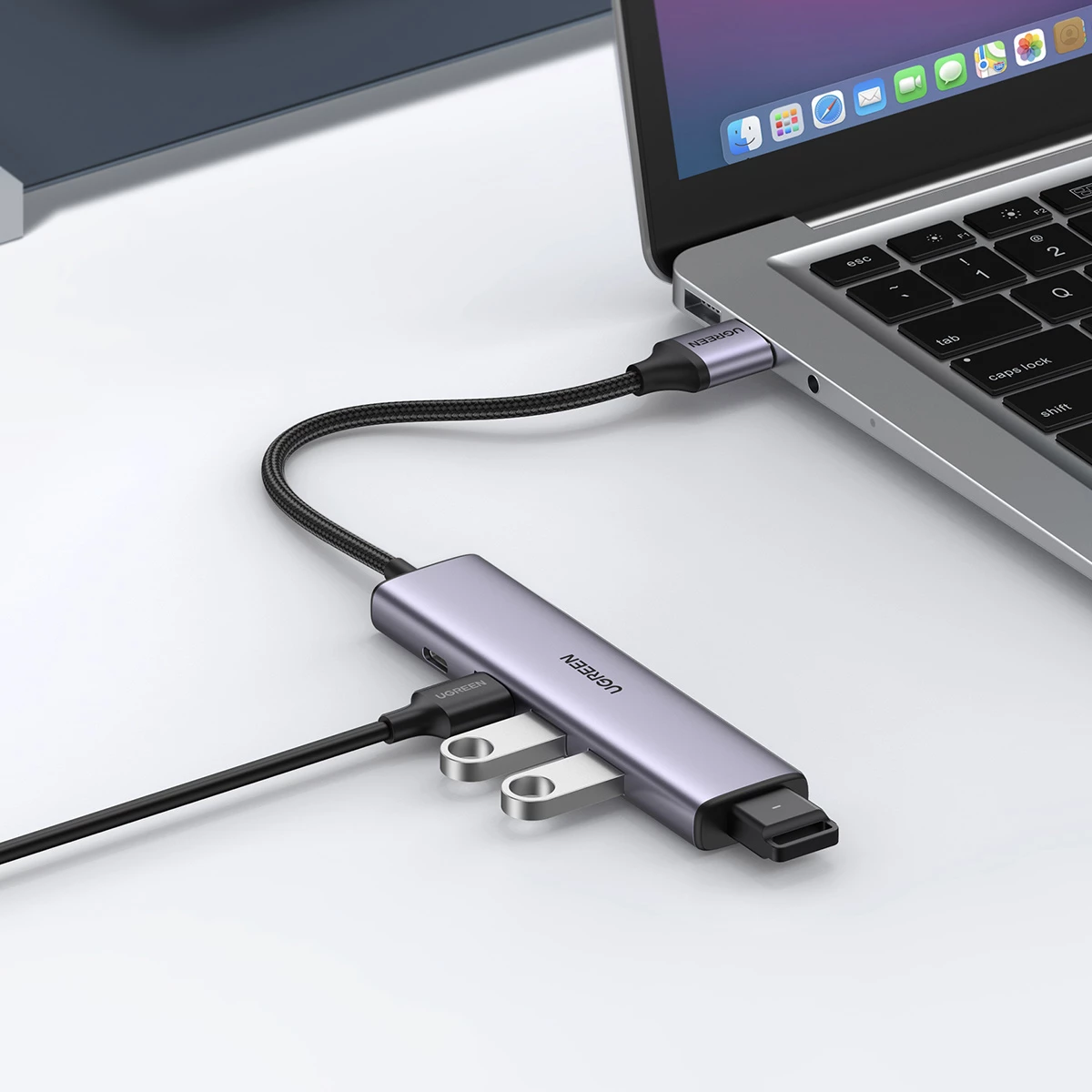 Kasë USB HUB Ugreen CM473 20805, 4x USB 3.0, Gri