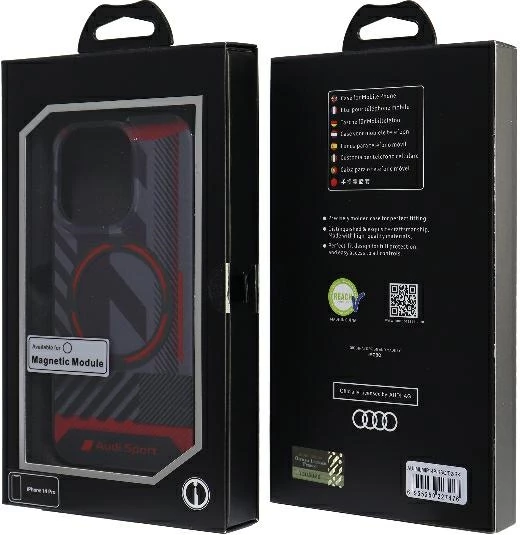 Mbështjellës Audi Sport MagSafe për iPhone 14 Pro 6.1", i zi, hardcase