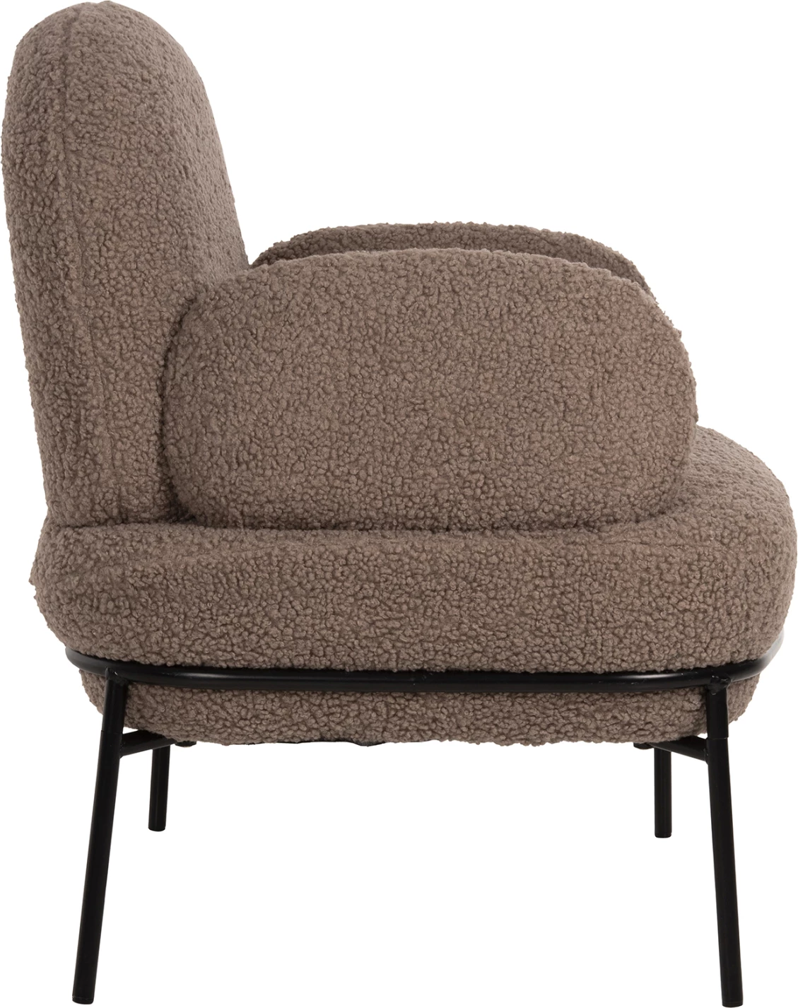 Karrige AGNES FH9525.25 ngjyrë kafe e çelët boucle, këmbë metali të zeza, 74x71x83H cm.