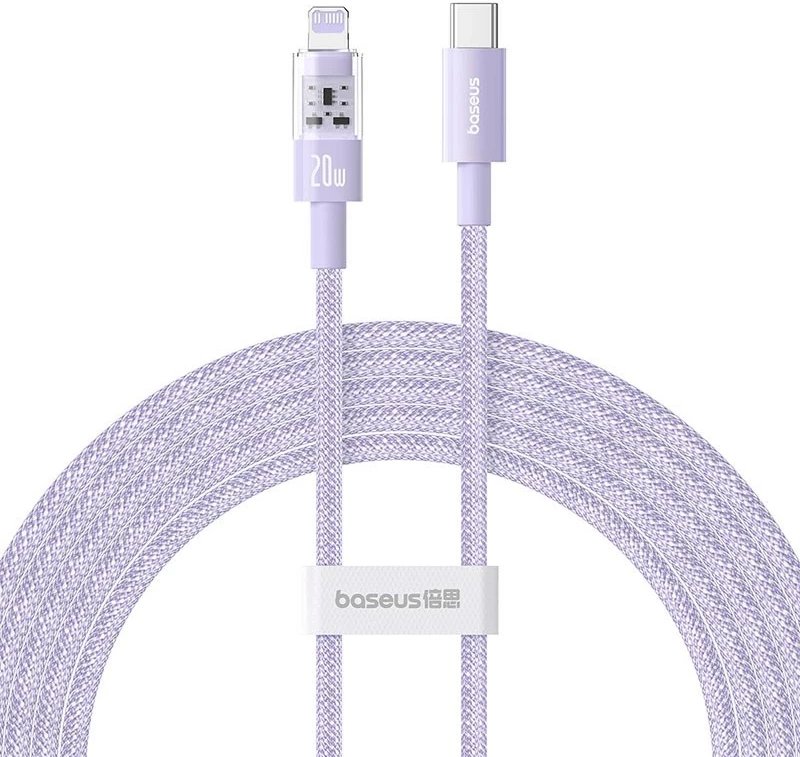 Kabllo Baseus Gem USB-C në iP, 2 m, 20 W, Vjollcë