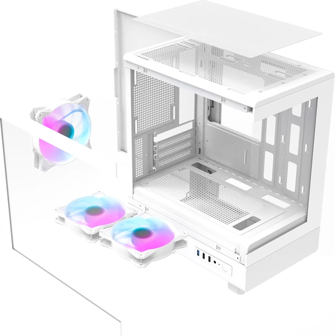 Kasë DarkFlash DB330M v2, me 3 fanë, e bardhë