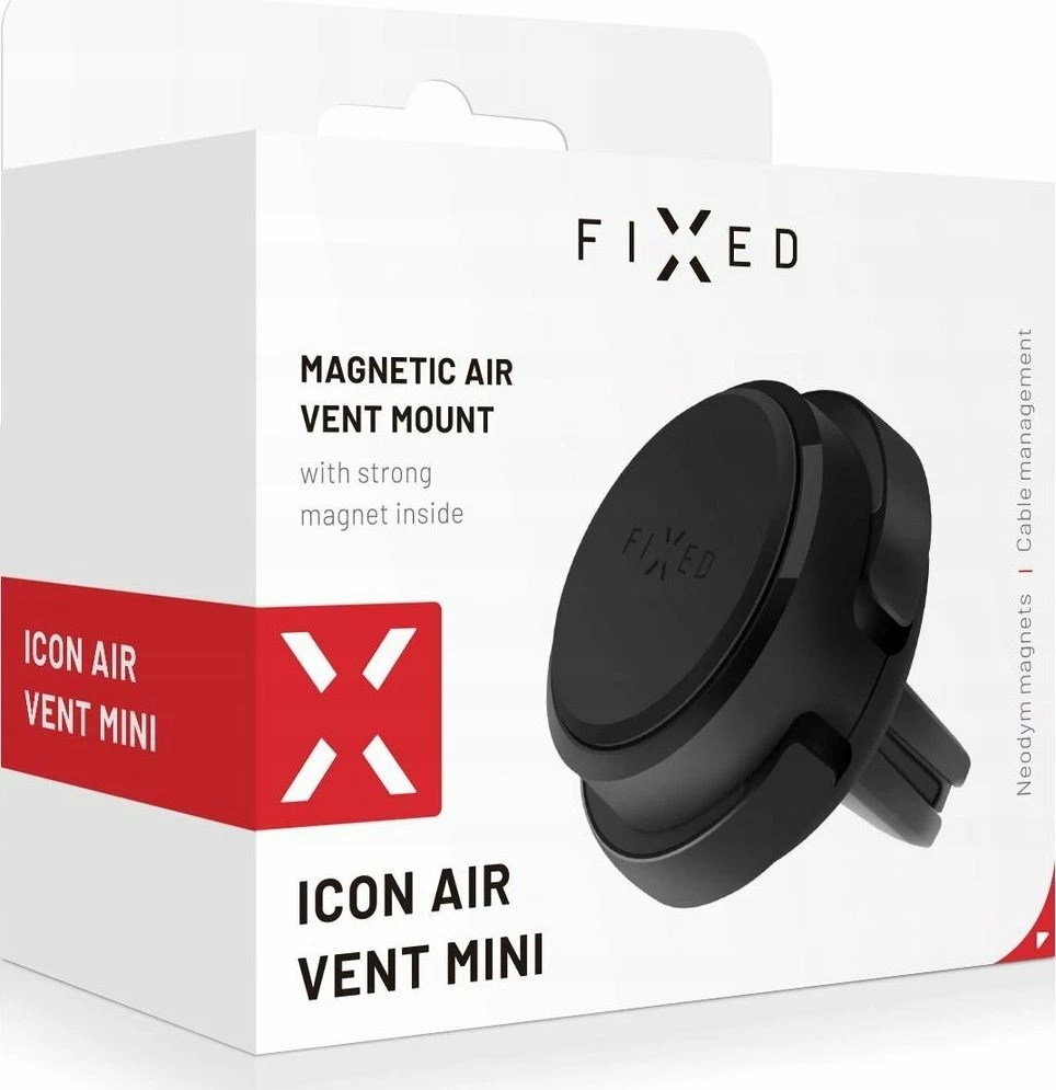 Mbajtës telefoni magnetik Fixed Icon Air Vent, për grilë ajrimi, i zi, set me 2 pllaka metalike