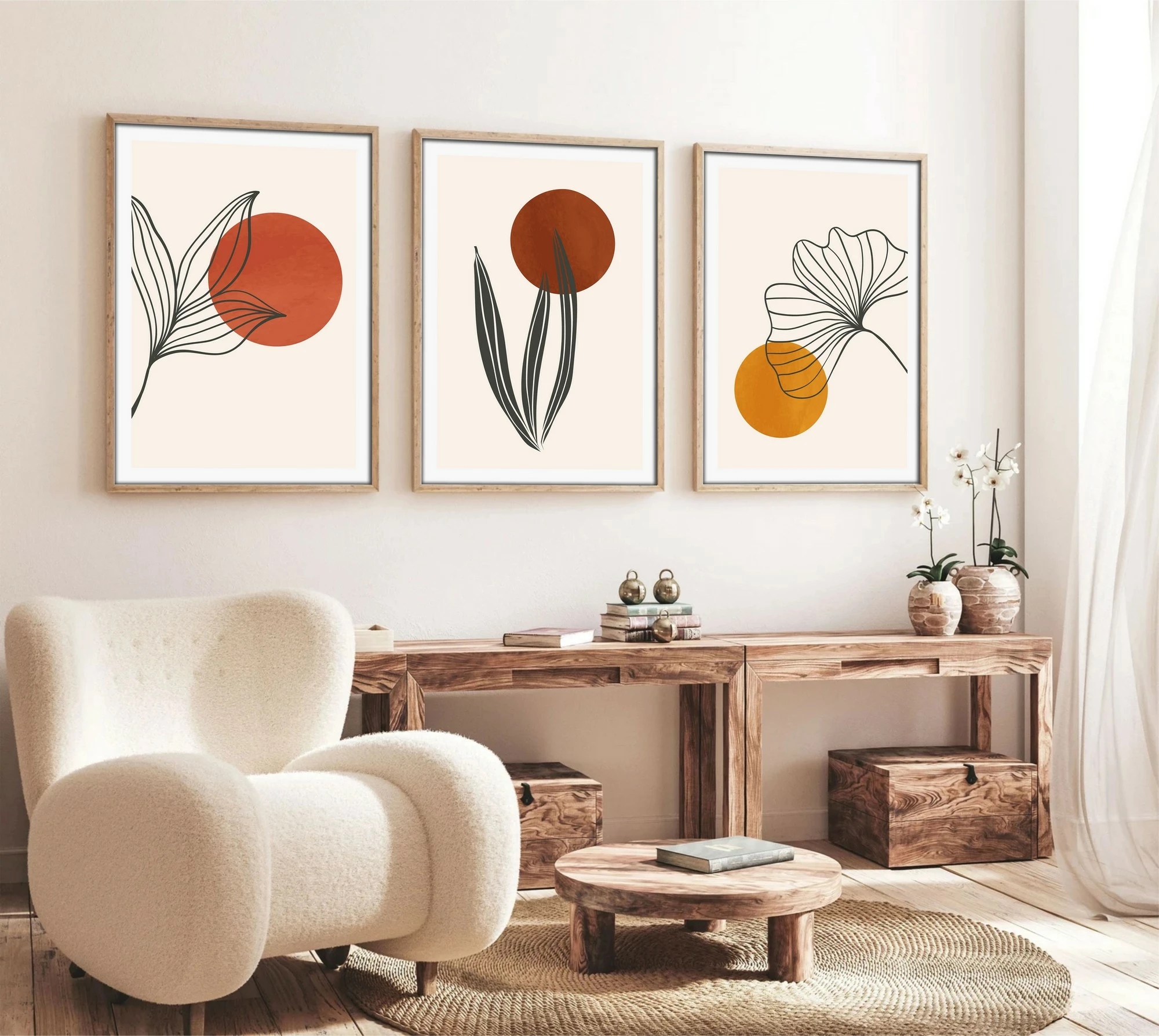 Pikturë dekorative me kornizë MDF (3 copë), Wallity, Huhu215, 30x40cm