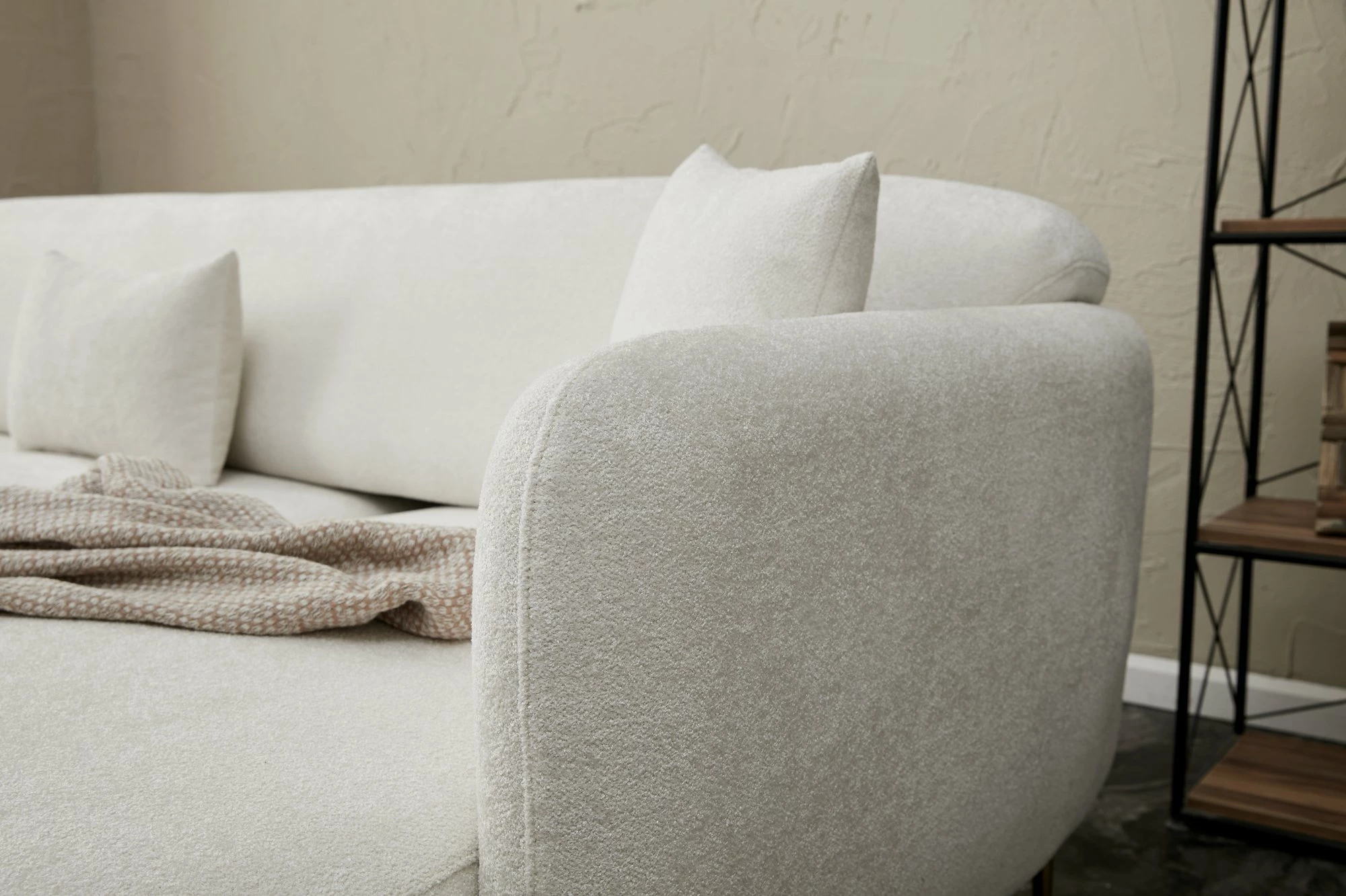 Kënd-sofë krevati Atelier del Sofa, Simena, kënd i djathtë, krem