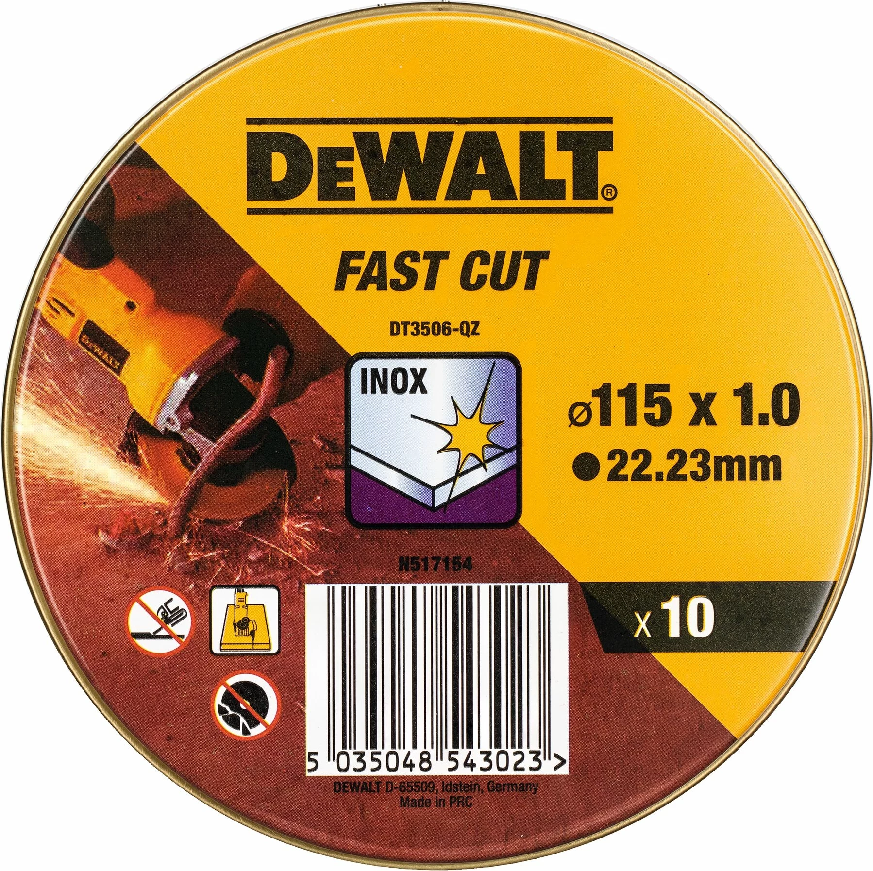 Disk prerës për inox DeWalt DT3506, 115 x 1.0 mm, 22.23 mm, paketë 10 copë