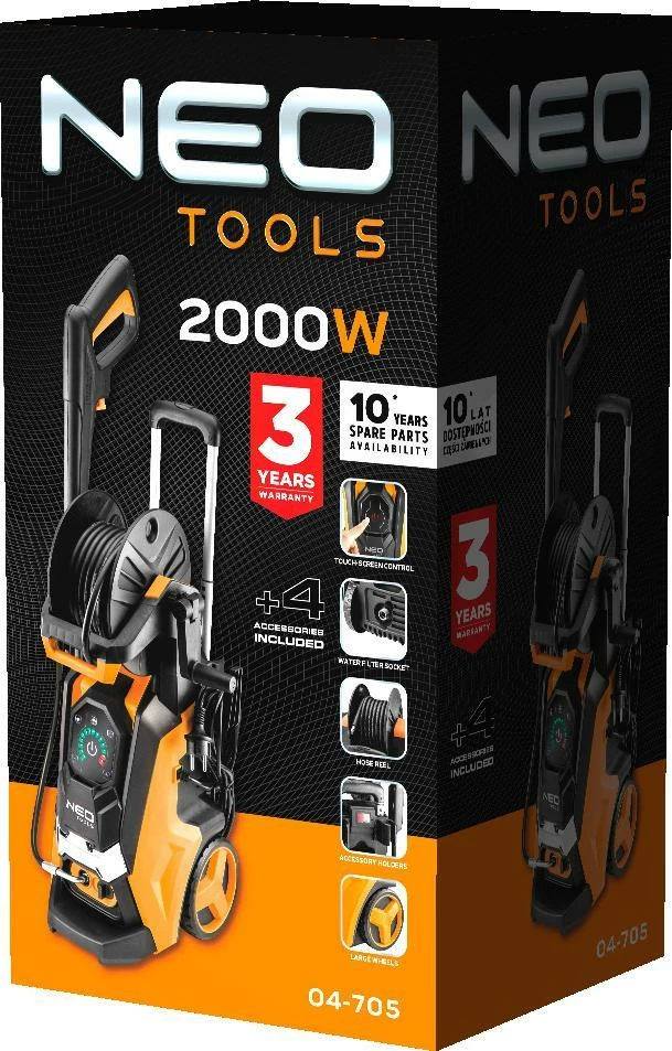 Pastrues me presion Neo 04-705 2000W 150 bar, zorrë 5m, tank detergjenti, portokalli/zi