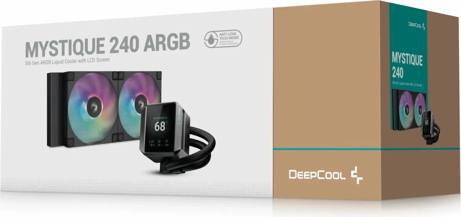 Ftohës uji AIO Deepcool Mystique 240 ARGB 240mm me ekran LCD 2.8\", 2x120mm PWM, i zi
