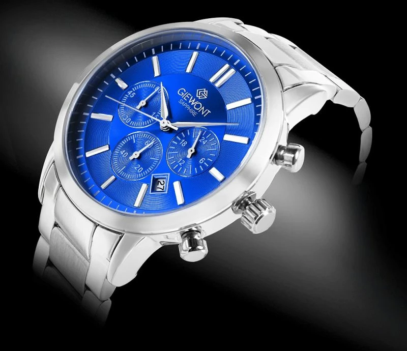 Orë dore meshkuj Giewont GW8510-B3, argjendtë/blu