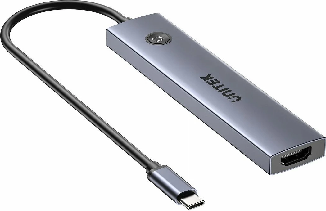 Hub USB-C Unitek H1124AGY01 7-në-1, 4K@60Hz, PD 100W, HDMI On/Off, 5 Gbps, Space Grey