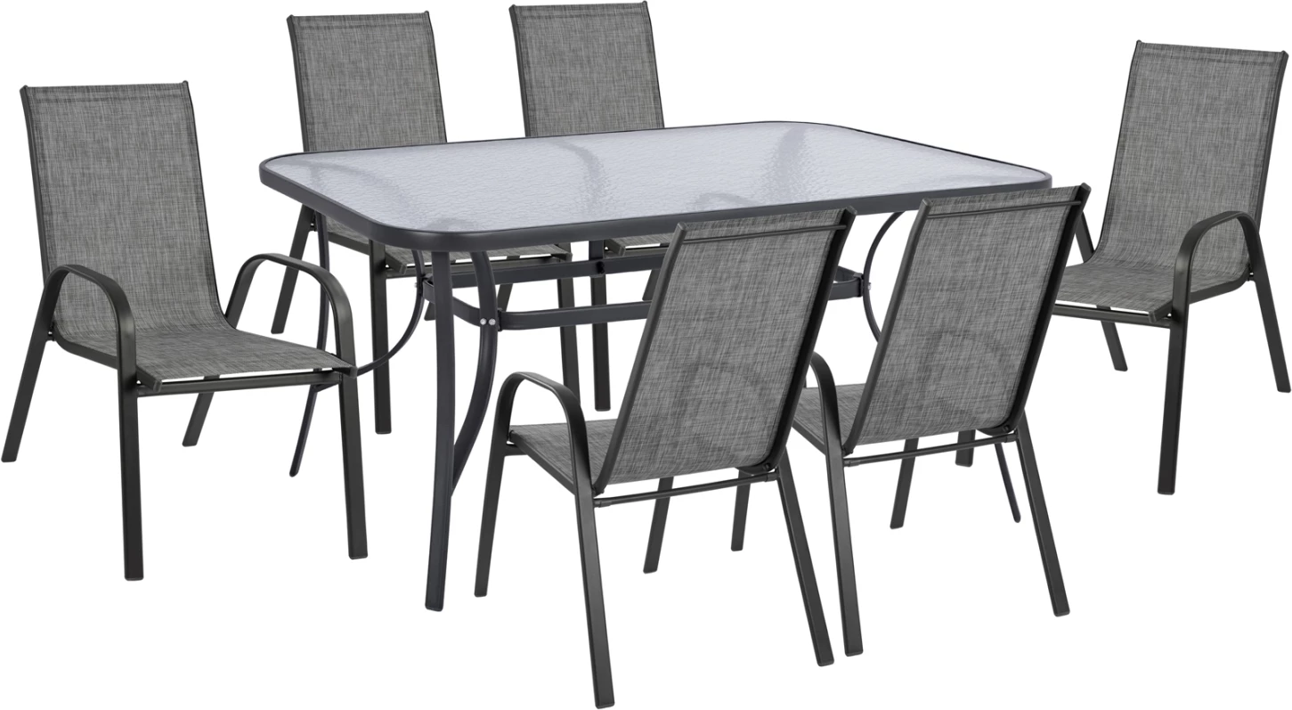 Set kopshti tavolinë & karrige FH5119.01, 7 pjesë, hiri