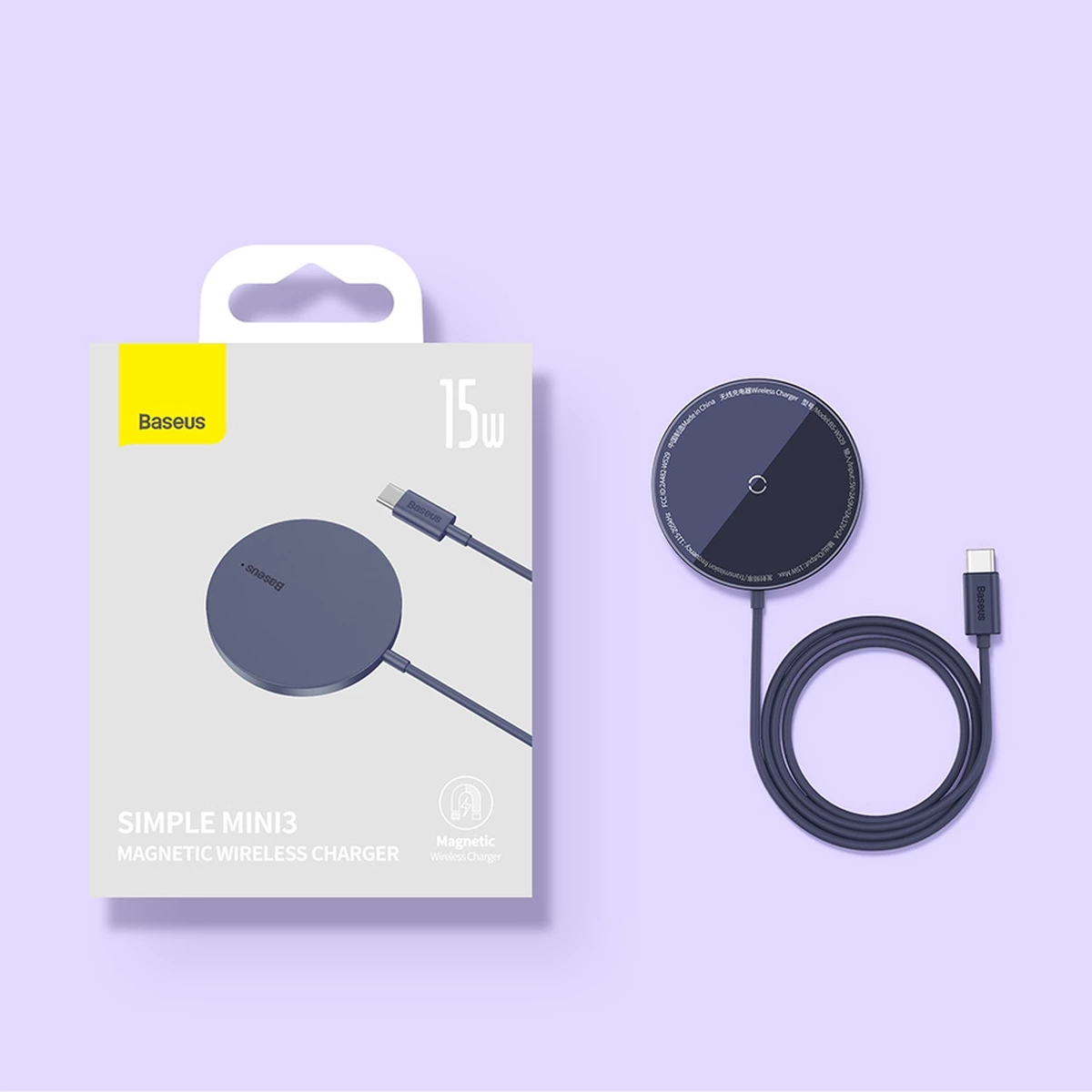 Karikues wireless Baseus Simple Mini3, MagSafe Qi, 15W, Blu