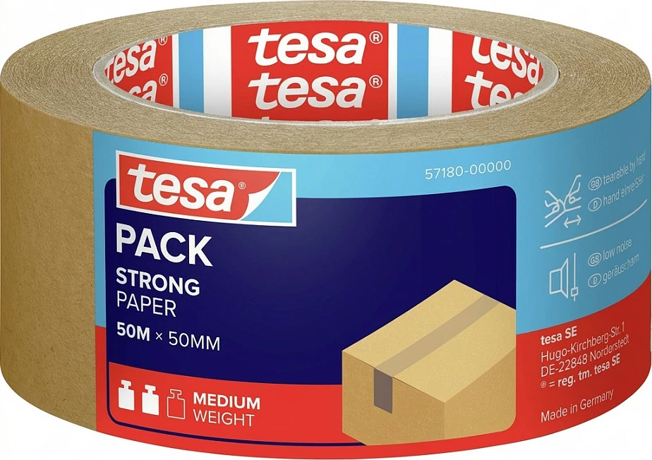 Shirit paketimi letre Tesa Pack Strong, 50 m x 50 mm, kafe
