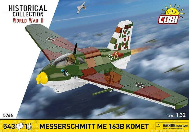Set ndërtimi Cobi Messerschmitt Me 163B Komet, 543 pjesë, me figurë pilote, shumëngjyrësh