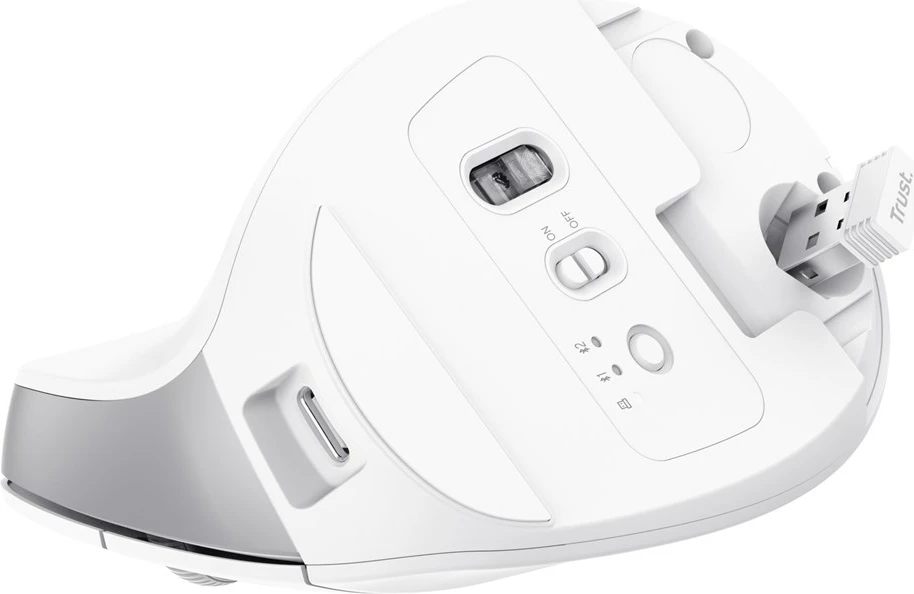 Maus Trust Bayo+, pa tela, optik, 2400 DPI, i bardhë