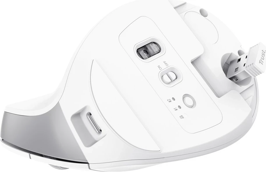 Maus Trust Bayo+, pa tela, optik, 2400 DPI, i bardhë