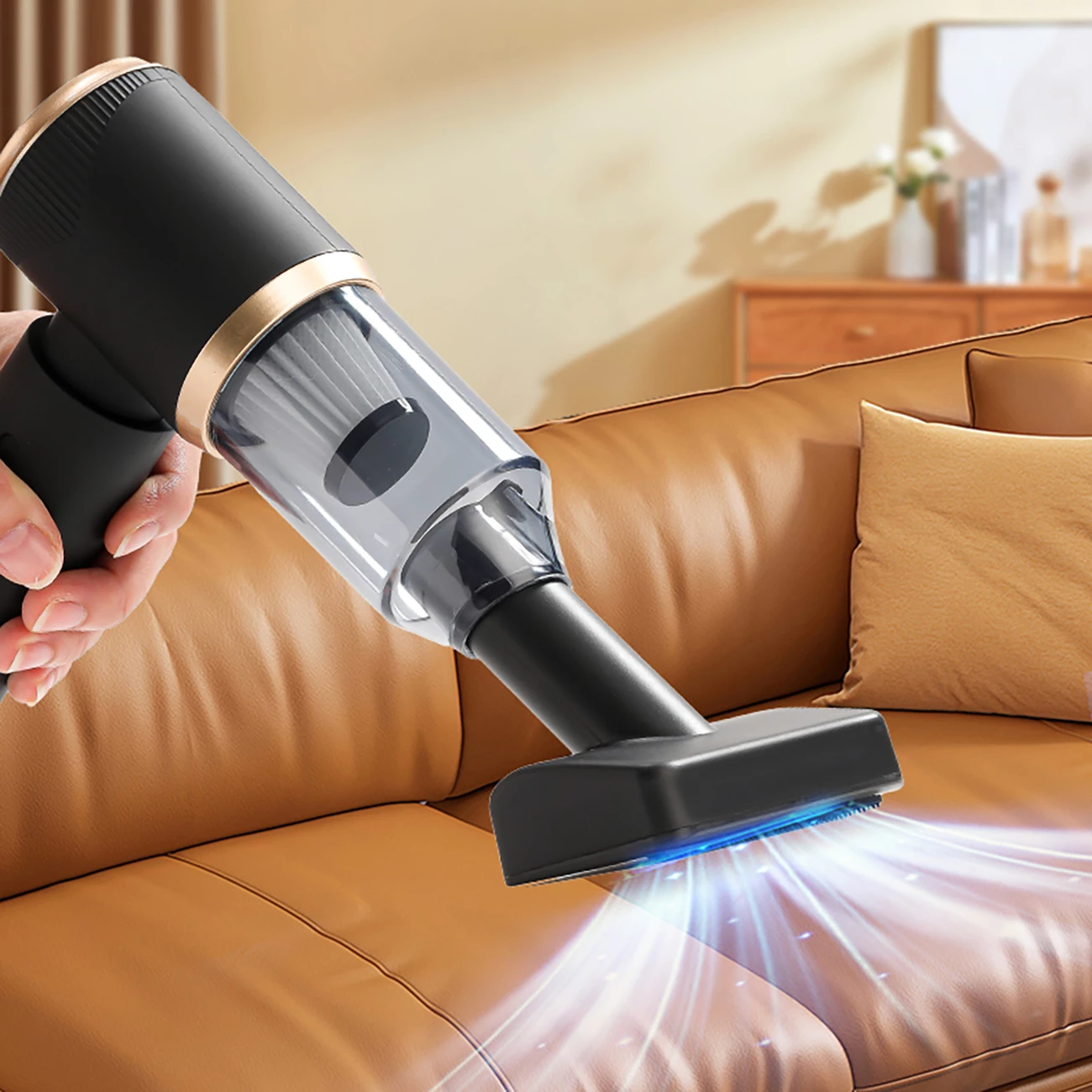 Fshesë me korrent dore për veturë Hurtel KH-128, 60W, 1500mAh, 5000Pa, 0.2L, USB-C, me funksion fryrje, set aksesorësh, e zezë