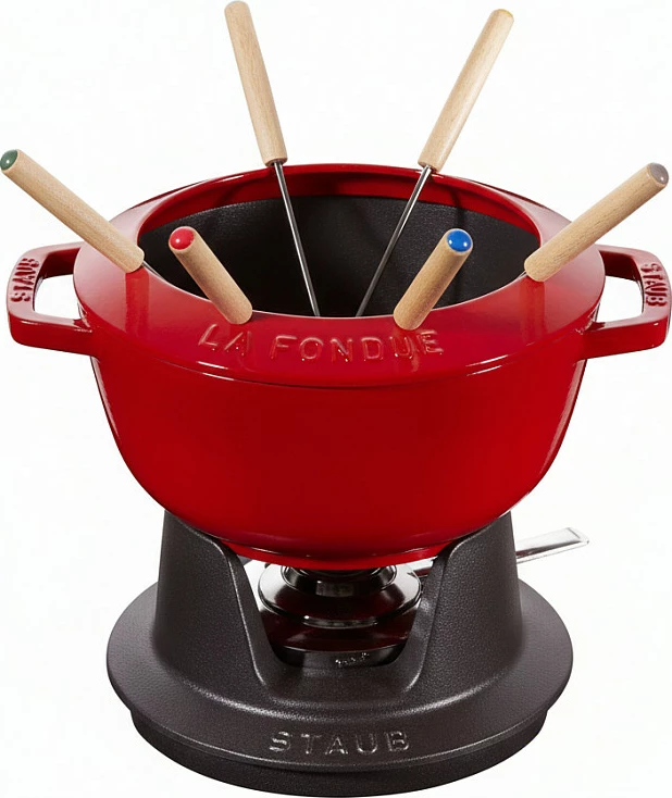 Set fondue Staub La Fondue 18 cm, gize, e kuqe qershi