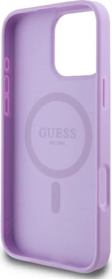 Mbështjellës Guess Saffiano Peony Classic Logo MagSafe për iPhone 16 Pro Max, Vjollcë
