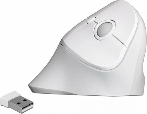 Maus vertikal wireless DeLOCK 12596, 1600 DPI, RF 2.4 GHz, i bardhë