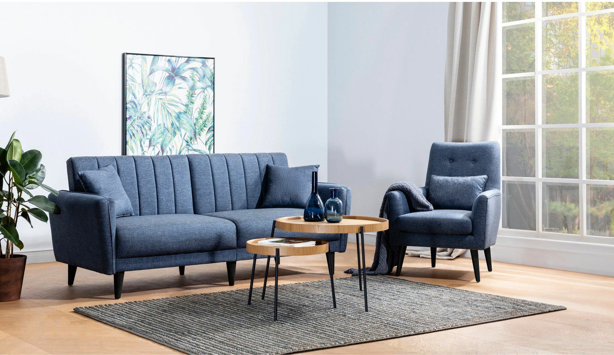 Set divani-krevat Atelier del Sofa, ngjyrë blu e errët, AQUA-TAKIM6-S 1048