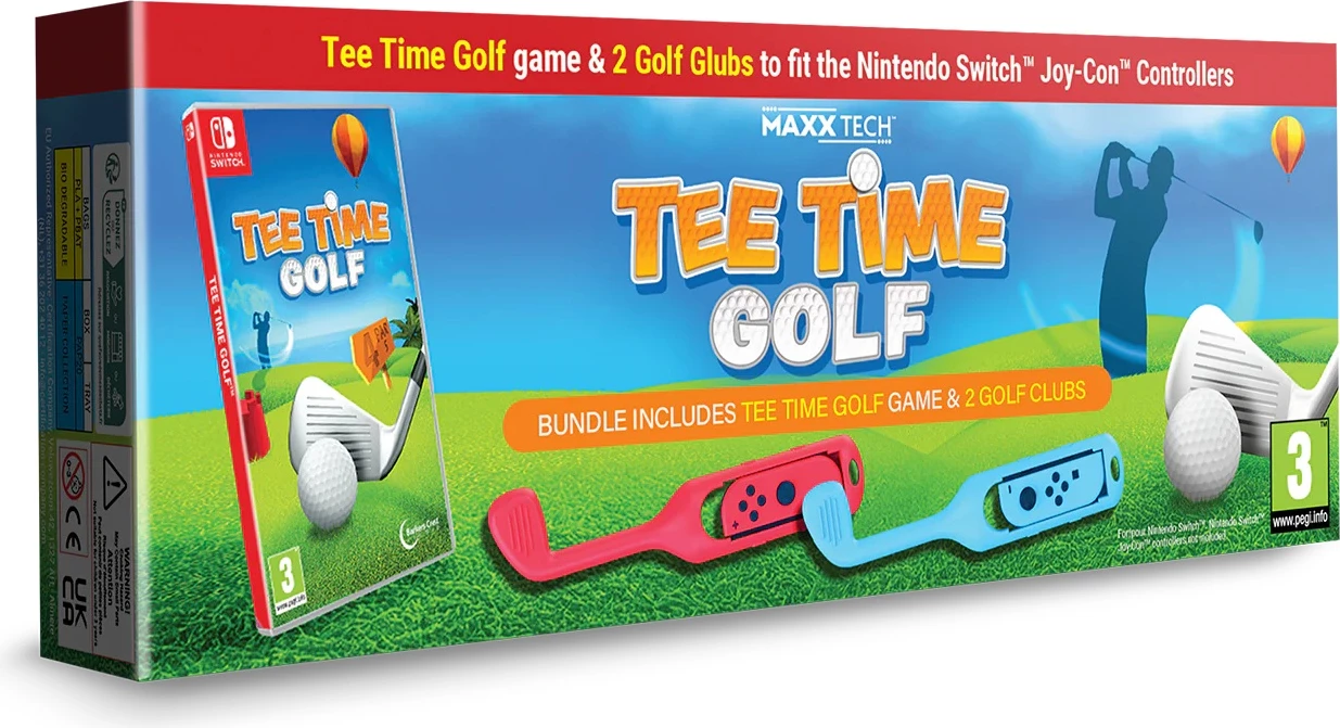 Komplet lojë golfi Maxx Tech Tee Time Golf për Nintendo Switch (CIAB), 2 klube Joy-Con