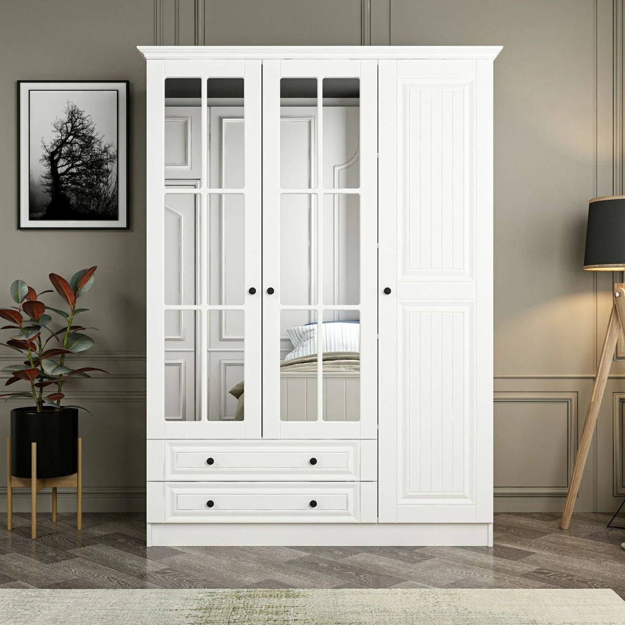 Dollap Skye Decor, Kale 3 mebran kapak, 190, i bardhë