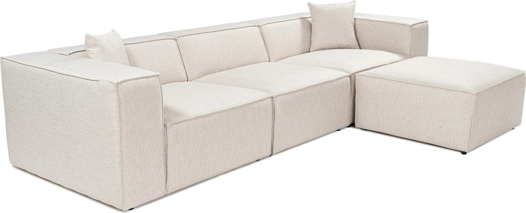 Këndare Lora, ngjyrë kafe e çelët, me pouffe, 4 pjesë