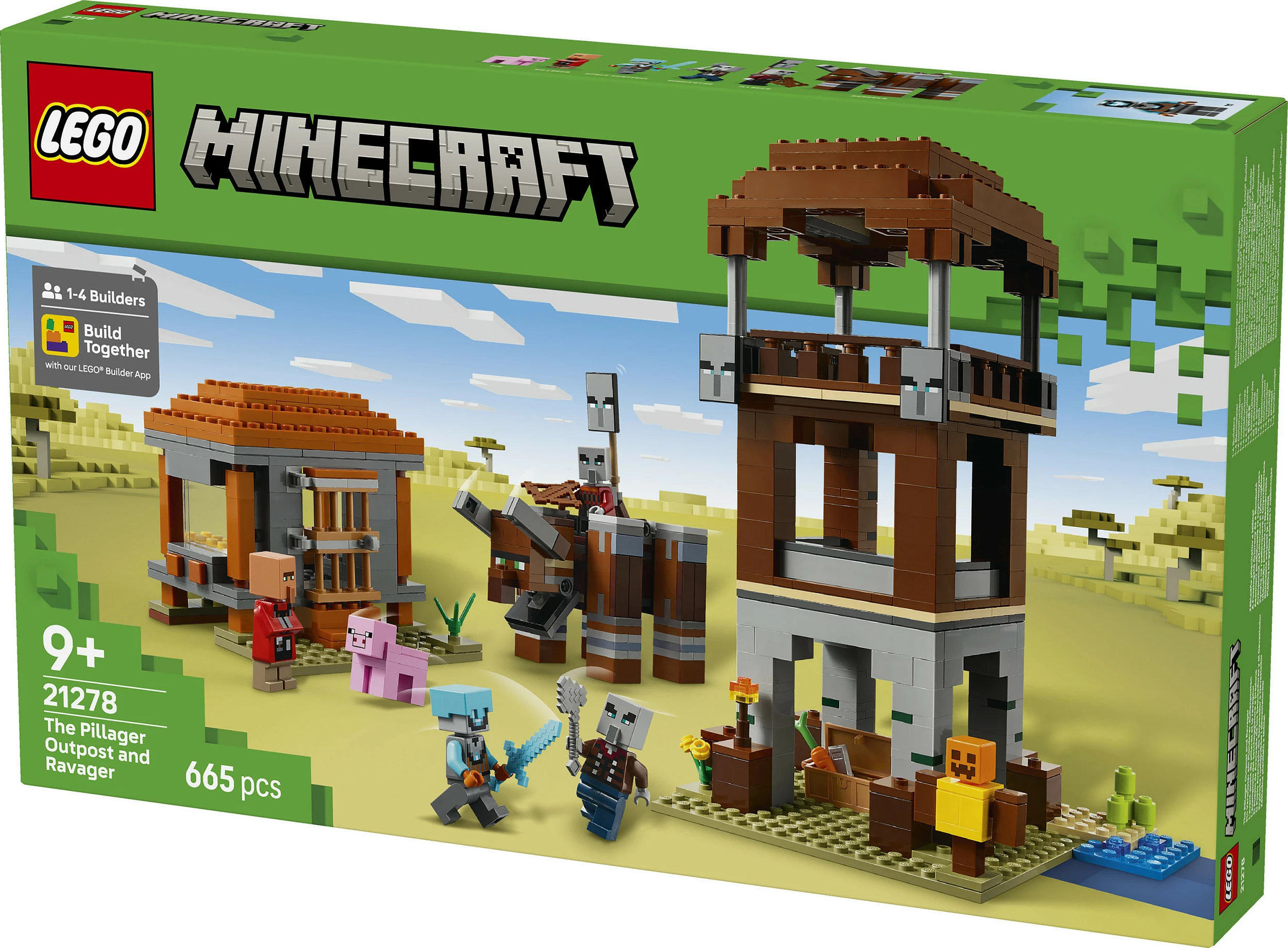 Set ndërtimi LEGO Minecraft The Pillager Outpost and Ravager 21278, 665 copë, shumëngjyrësh
