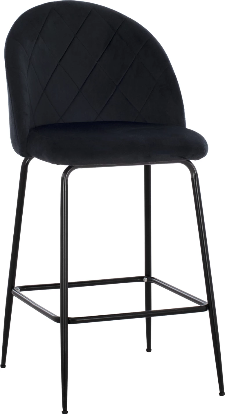 Karrige për bar, ODED, lartësi mesatare, FH8732.14, këmbë metalike & kadife e zezë, 45x53x98 cm, set prej 2 copë