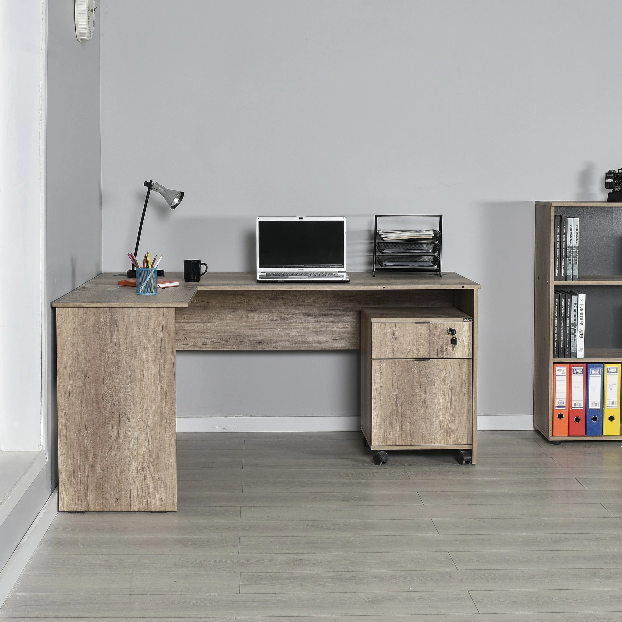 Tavolinë pune Hanah Home, Rms-320-Tt-1, ngjyrë arrë e çelët, 160x75x144cm