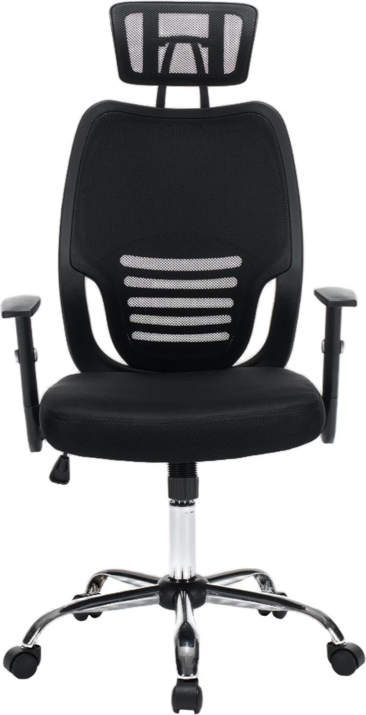 Karrige zyre BRIEF, material rrjetë e zezë, bazë e kromuar, FH1206.01, 63x64x122cm