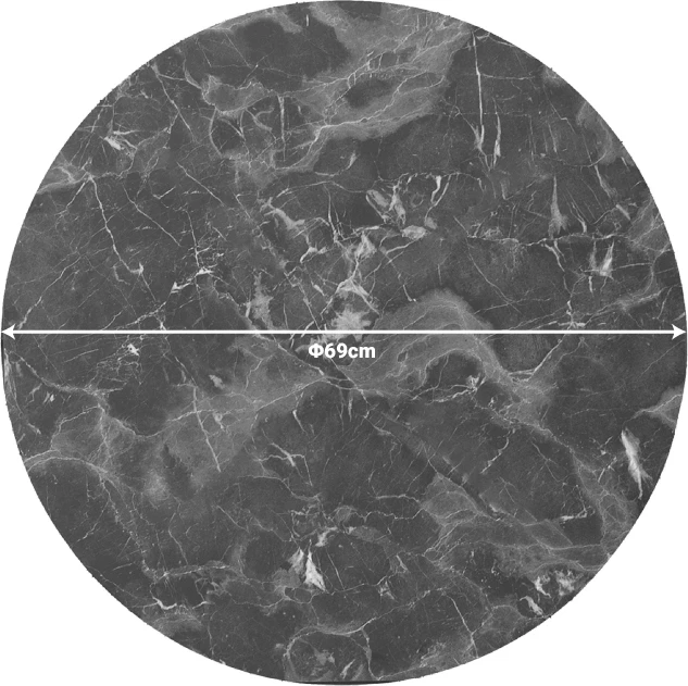 Sipërfaqe tavoline Verhia HPL, pamje mermeri gri e errët, D69cm, 12mm trashësi