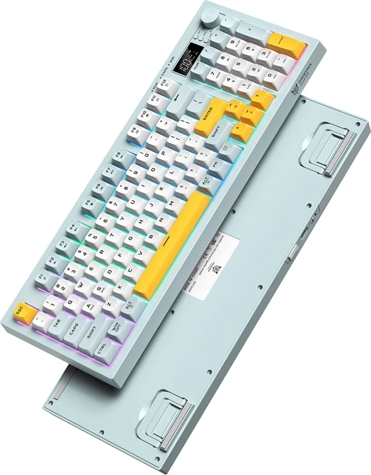 Tastierë gaming ONIKUMA G80, 94 taste, tri-mode Bluetooth 5.0/2.4 GHz/USB-C, OLED dhe rrotë kontrolli, RGB, pastel multicolor