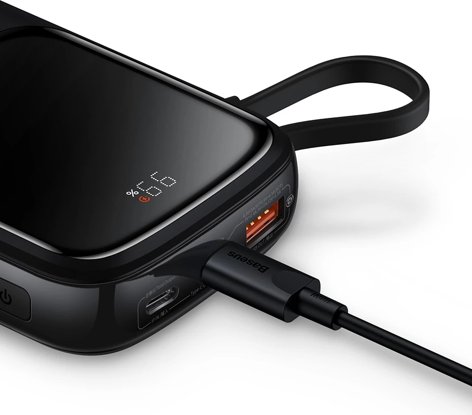 Powerbank Baseus Qpow Pro Overseas Edition 10000mAh, 20W, me kabllo USB-C, e zezë