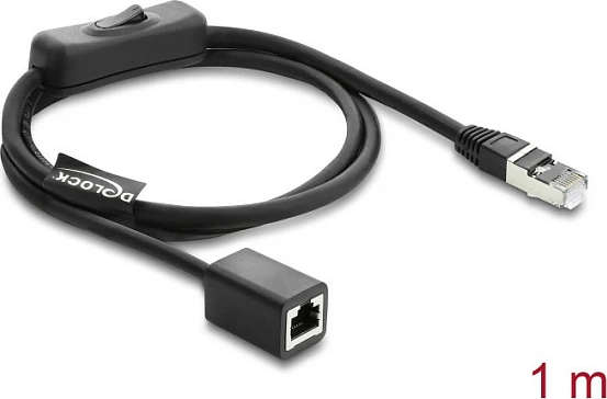 Kabllo rrjeti DeLOCK RJ45 Cat6 1m me switch, F/UTP, e zezë