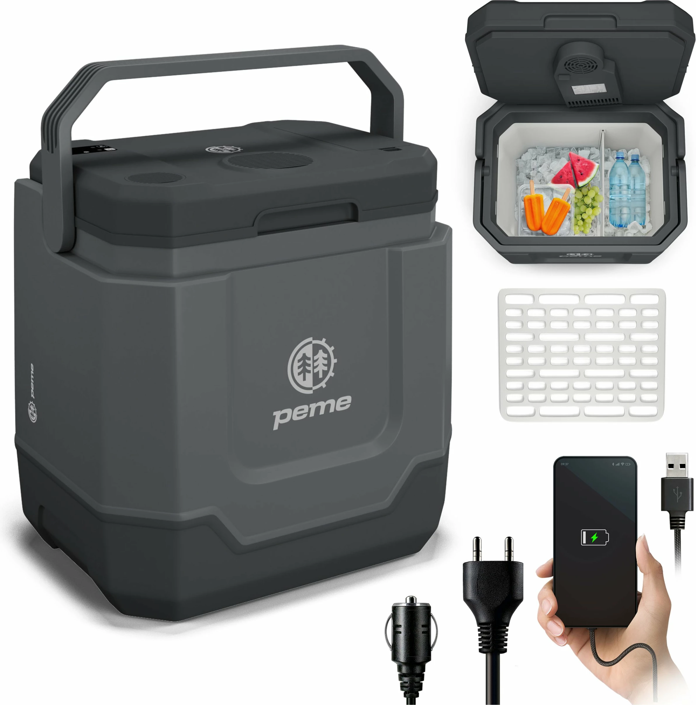 Frigorifer udhëtimi Peme Trip 31.5 L, ftohje/ngrohje, Bluetooth, USB, 12V/230V, i zi