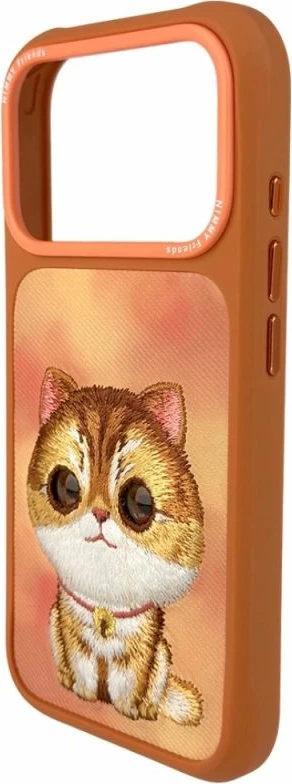 Kuti telefoni Nimmy Big Eyed Pet 2.0 Cat për iPhone 17 Pro, portokalli
