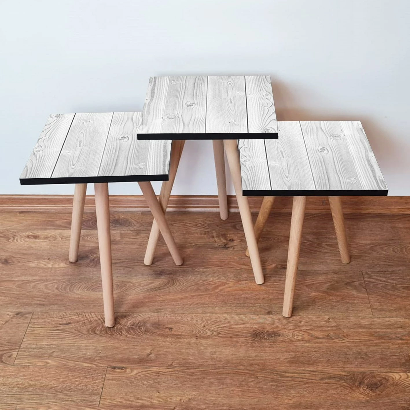 Set tavolinash ndihmëse të mbivendosura, 3 copë, ngjyrë e bardhë, Skye Decor, 3Shp364