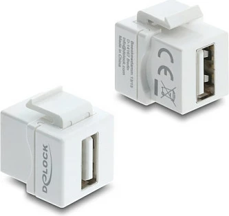 Modul Mini Keystone DeLOCK, USB 2.0 Type-A femër në femër, i bardhë