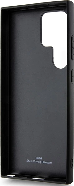 Mbështjellës BMW Signature Leather Crossing Lines Pattern për Samsung Galaxy S24 Ultra S928, i zi