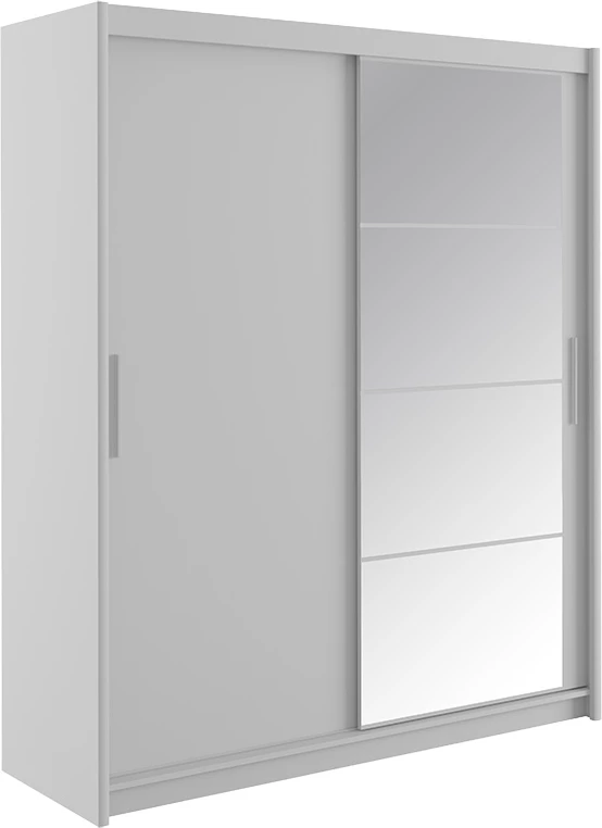 Dollap me 2 dyer rrëshqitëse Elodie me pasqyrë, bardhë, 180x61x216cm