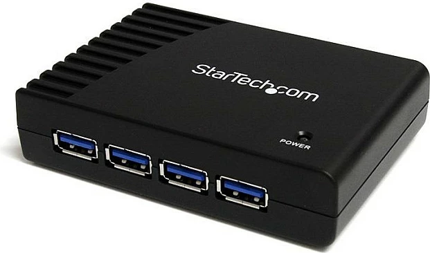 USB Hub StarTech ST4300USB3EU, 4 Porta USB 3.0 (USB 3.2 Gen 1) Type-A, 5Gbps, me rrymë 5V/2A, i zi