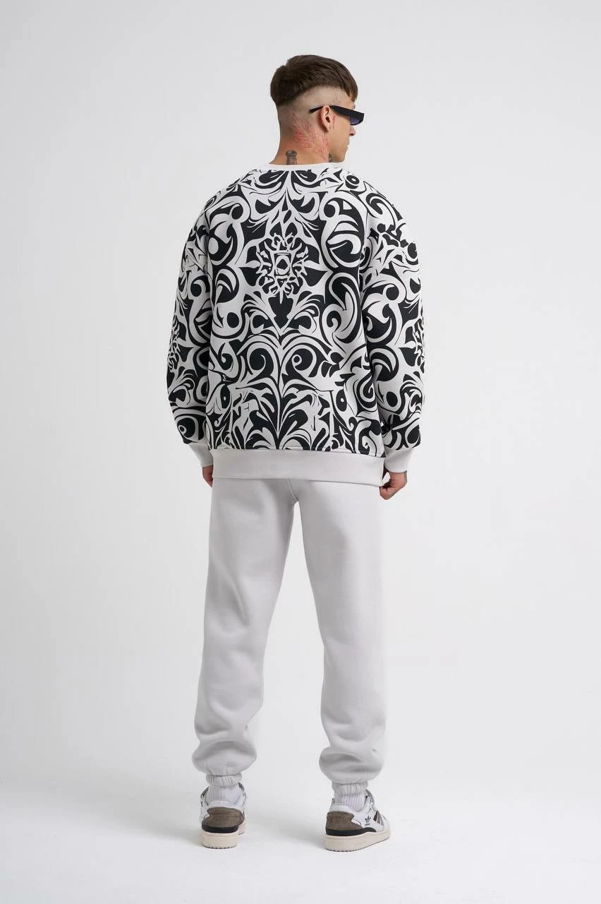 Duks oversize me figurë Machinist, i bardhë