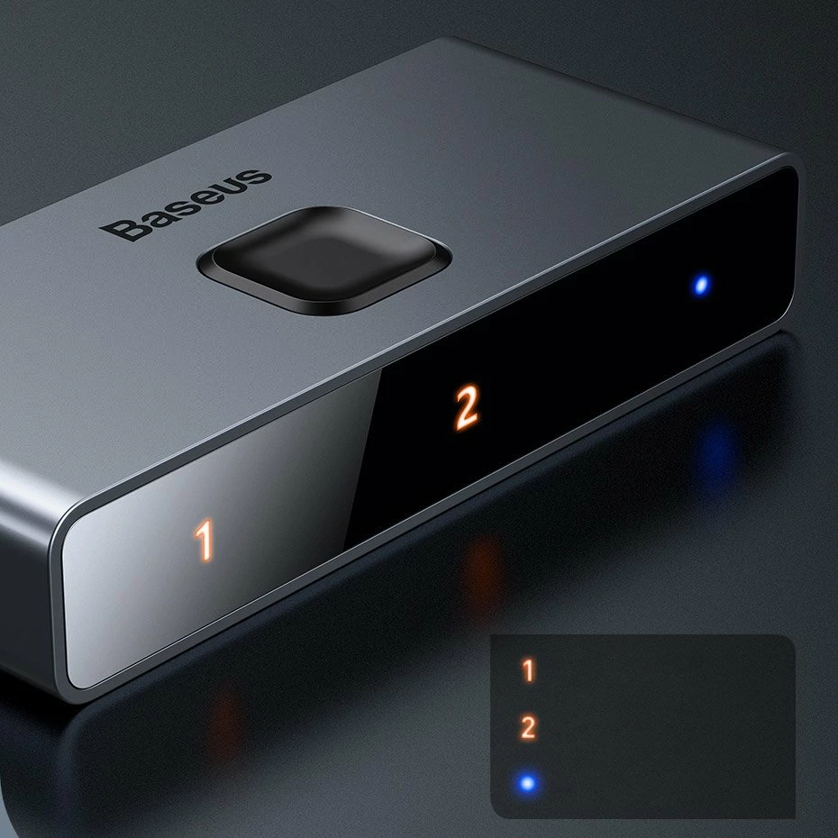 Switch HDMI Baseus CAHUB-BC0G, 2x HDMI, 4K/30Hz, Gri