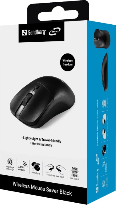 Maus wireless Sandberg Mouse Saver 800/1200/1600 DPI, USB-A receiver, i zi