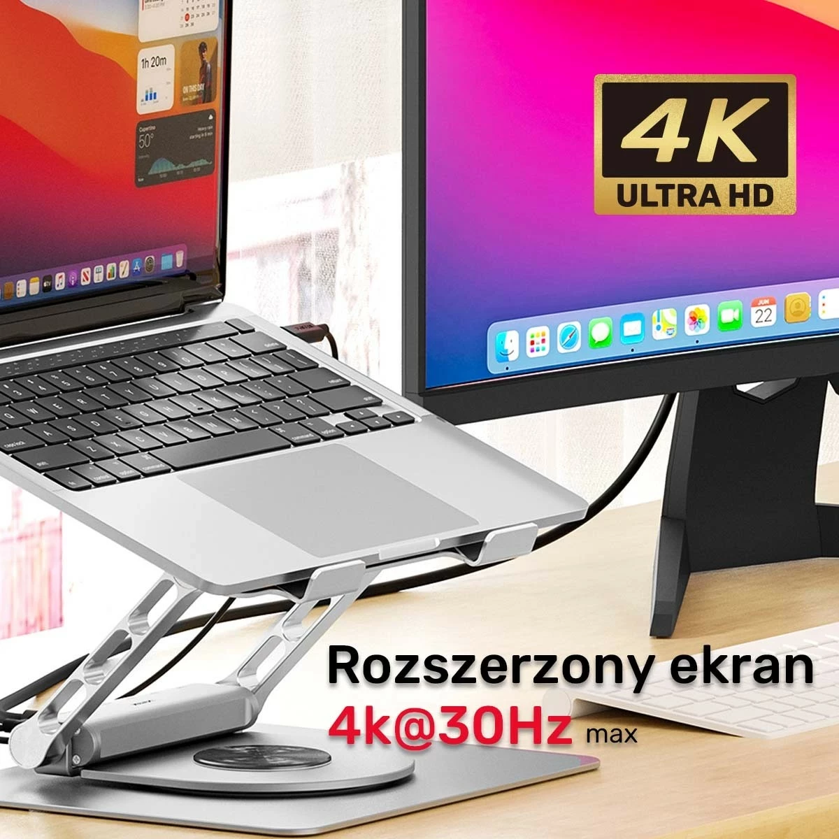 Podstavec laptop Unitek me hub USB-C HDMI 4K, gri